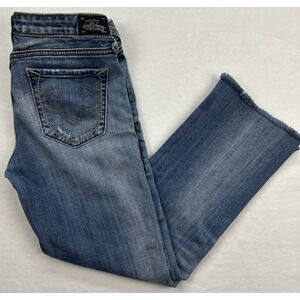 REROCK For Express Womens Low Rise Straight Leg Cropped/Capri Distressed Denim